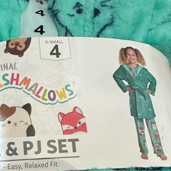 Squishmallows 3 PIECE Soft Hooded Robe & Pajama Set size 4 XS - Picture 7 of 11